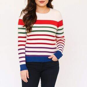 Brooks Brothers Red Fleece Multicolored Stripe Merino Wool Sweater size Small